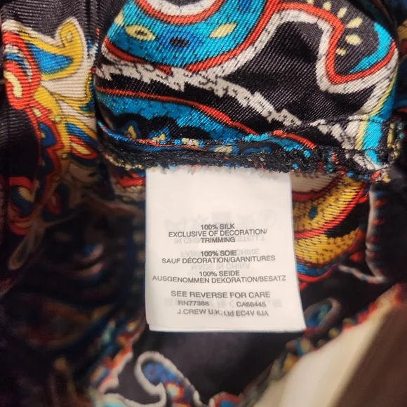 J. Crew Silk Twill Blouse Multicolor Paisley Art Mod Retro Funky Size 6 - Picture 9 of 9